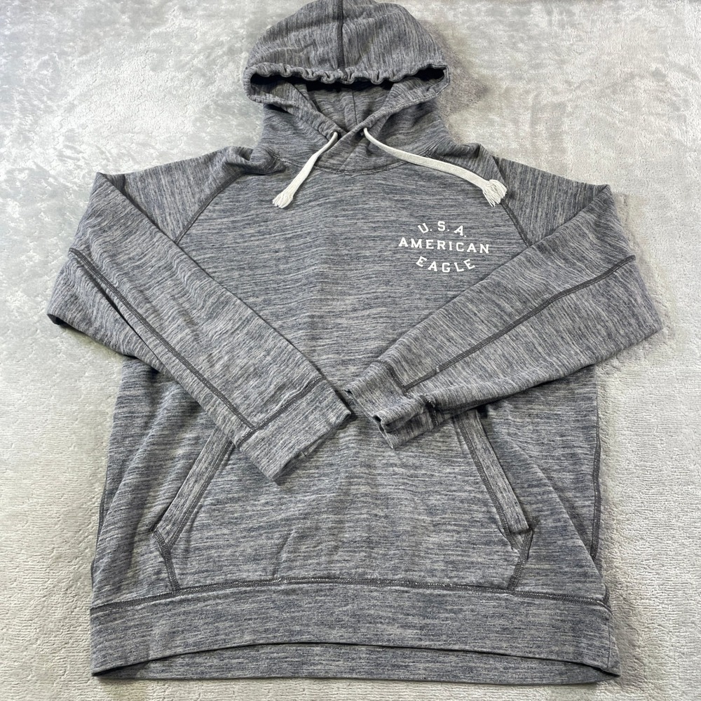 American Eagle Outfitters Pullover Hoodie Mens Large Gray Slub School Preppy